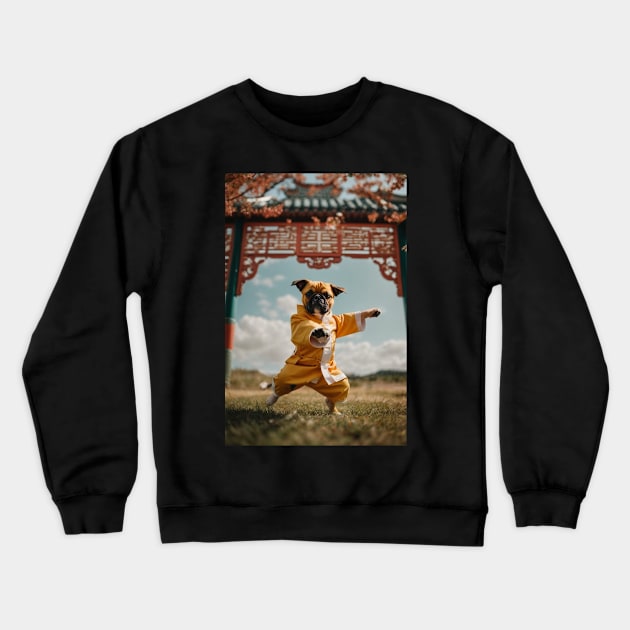 Cute Kung Fu Pug Crewneck Sweatshirt by Ratherkool